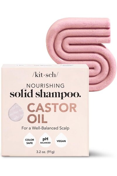 Kitsch Castor Oil Shampoo Bar, Natural Vegan Shampoo for Hair Growth and Nour...