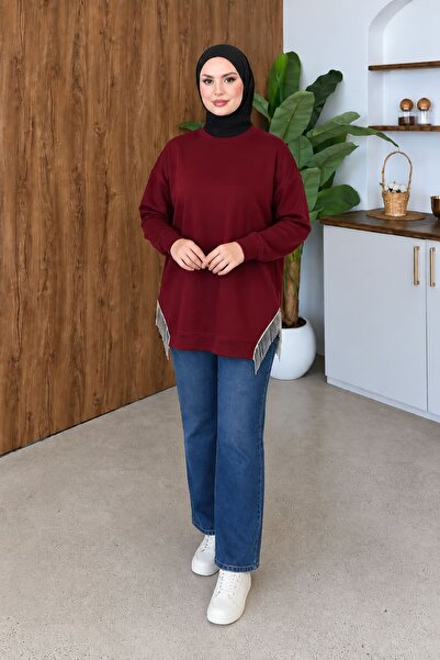 aymiraa Kadın Püskül Detaylı Rahat Kalıp Tesettür Sweatshirt Tunik