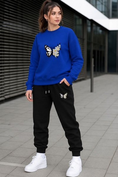 orwen life est. 2022 Women's Floral Butterfly Printed Oversize Sweatshirt & T...