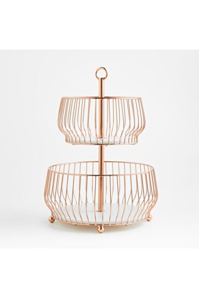 Crate & Barrel Cora Copper 2 Tier Fruit Basket, Stylish and Practical Design