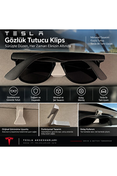 Genel Markalar Tesla Model 3 / Model Y Güneşlik Gözlük Tutucu Klips – Pratik ...