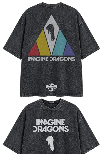 Fuddy Moda Unisex Imagine Dragons Back-Printed Washable T-Shirt, Oversized Ro...