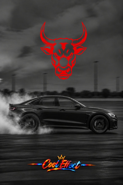 Cool Effect Boğa Başı Oto Sticker Araba Arka Cam Sticker Kesim Folyo
