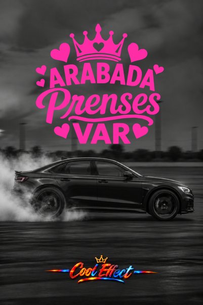 Arabada Prenses Var Oto Sticker Araba Arka Cam Sticker Kesim Folyo