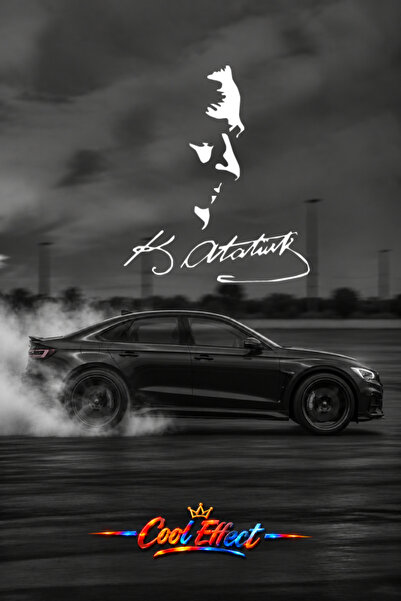 Cool Effect Atatürk İmza Araba Cam Stickerı - Oto Arka Cam Kesim Folyo