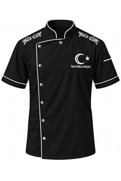 Mekaizen Kısa Kollu Chef Ceketi – Aşçı Üniforması, Aşçı Forması, Özel Nakış M...