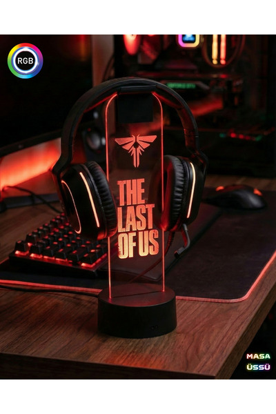 dekarasyon The Last of Us Logolu RGB Işıklı Kulaklık Standı Gamer Dekor Gamer...