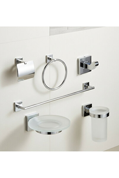 helemend Square Stainless Steel Bathroom Accessory Set in Multiple Colors - C...