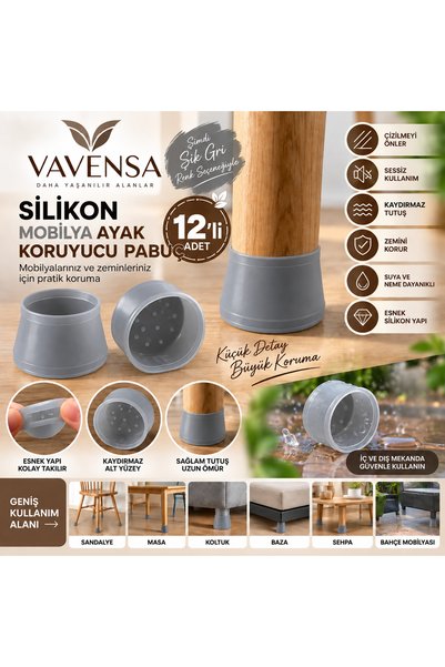 VAVENSA Silikon Mobilya Ayak Koruyucu Pabuç Kaydırmaz Çizilmez Masa Sandalye ...