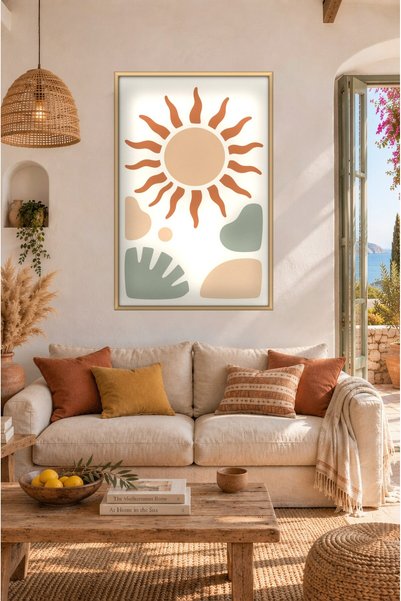 ZURİ DESİGN Boho talasasti okvir za sliku sunca, izgled MDF zidne slike, boho...
