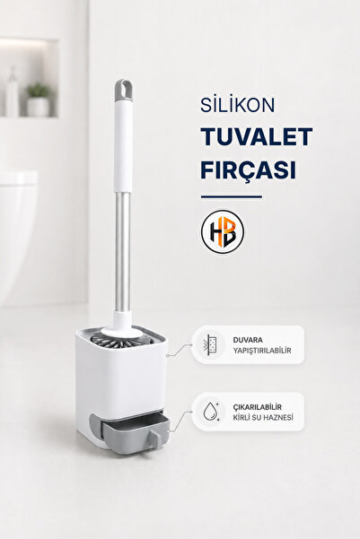 Mikasso Silikon Uçlu & Kirli Su Hazneli 33 Cm Tuvalet Fırçası - Banyo WC Kloz...