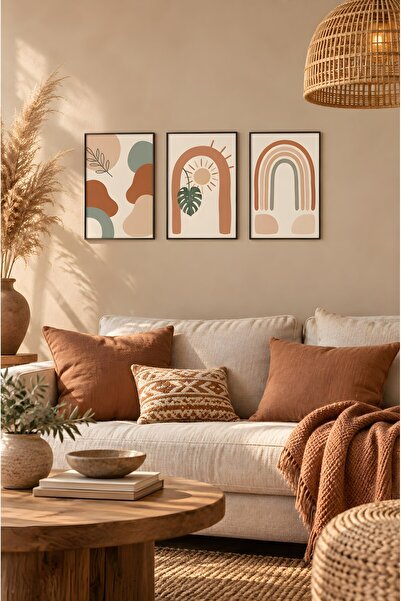 ZURİ DESİGN Boho organski oblici dvostruki luk dugin set od 3 uokvirene MDF z...