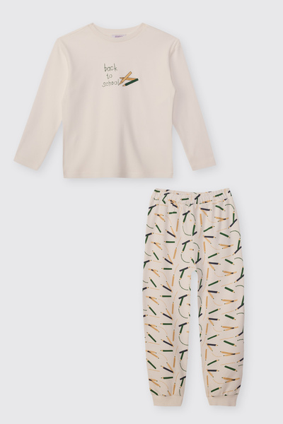 Panço Boy's Ecru Pajama Set