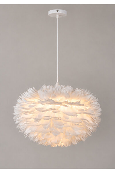 Generic Brand White Feathered E27 Pendant Light – 40 cm Diameter