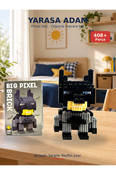 Öz-bal Yarasa Adam Batman 3D Piksel Blok Yapım Seti 408+ Parça Lego Yapboz Fi...