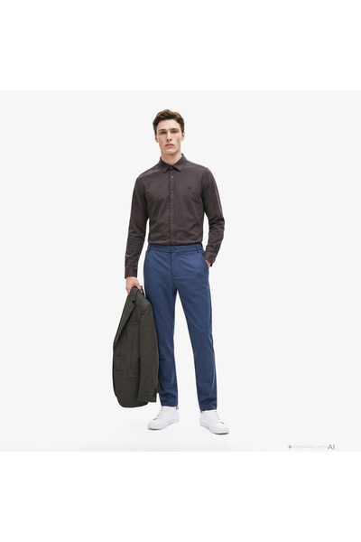 Lacoste Erkek Tapered Fit Lacivert Chino Pantolon