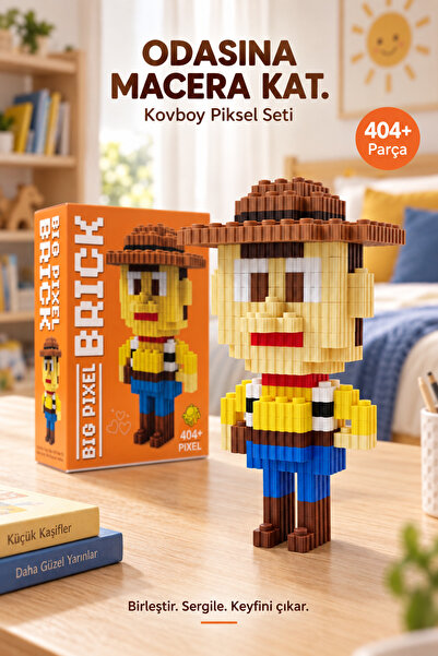 Öz-bal Kovboy 3D Piksel Blok Yapım Seti 404+ Parça Lego Figür Oyuncak Hediye