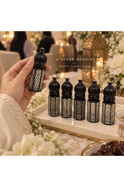 Generic 12 Empty Black Attar Bottles for Wedding & Engagement Favors, Perfume...