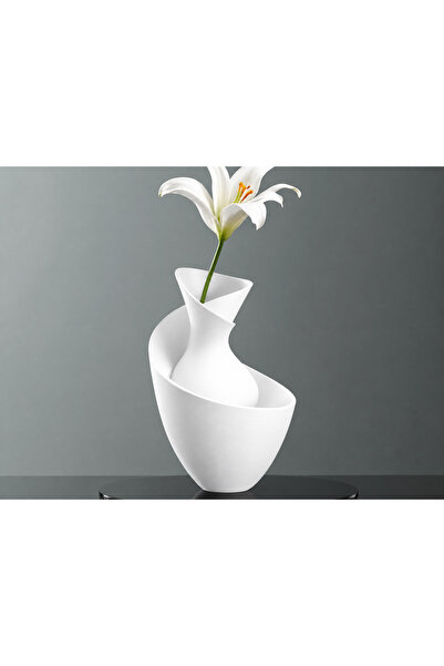 Bezos Vază cu imprimare 3D - Vază decorativă cu formă fluidă - Albă