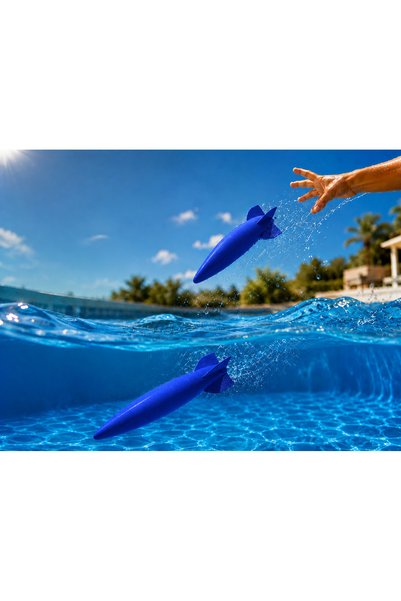 ELİSY 3D Printing Water Rocket Torpedo Toy - Pool Diving Toy-Blue