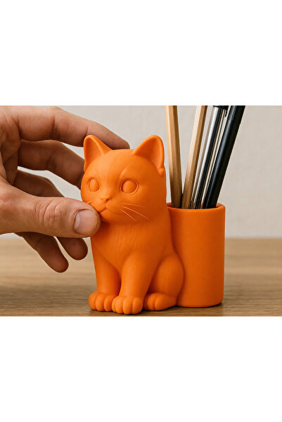 Generic Brand 3D принтиран държач за химикалки с форма на котка - Органайзер ...