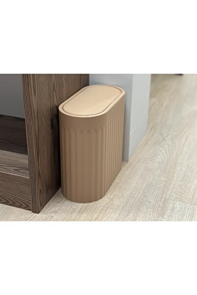 Bezos 3D Baskı Yivli Oval Çöp Kutusu Sallanır Kapaklı Banyo Tuvalet Mutfak Of...