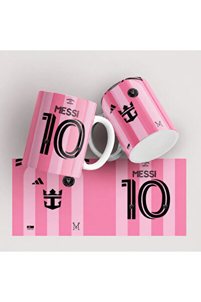 AION CASA Messi 10 Inter Miami Pembe Futbol Temalı Kupa Bardak 325 ml 2D Baskılı