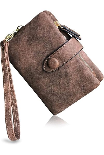 Generic Brand Women 'Wallet , small, girl, ID window, wrist strap, PU, ​​brown