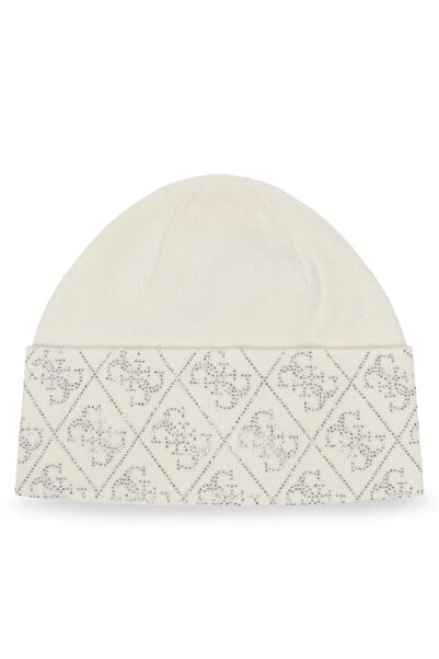 Guess White Logo Stone Decorated Women's Beret