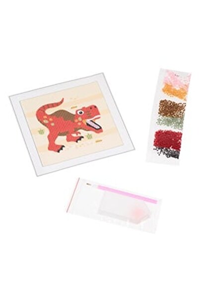 OEM Set Creativ cu Margele Dinozaur 18x18cm - Creatii Rasina, Produse Scoala