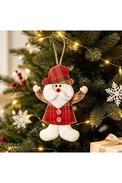 Kmt Style Ornament suspendat Moș Crăciun din material textil carouri, produs ...