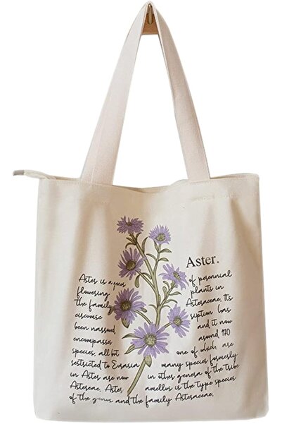 HaveLovely Canvas Tote Bag Strap Reusable Grocery Shopping Cloth Bag Zip Tote...