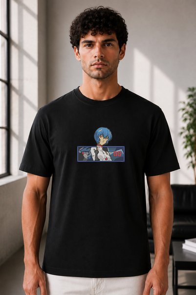 FAUNION Unisex Oversize Neon Genesis Evangelion Rei Ayanami Embroidered Anime...