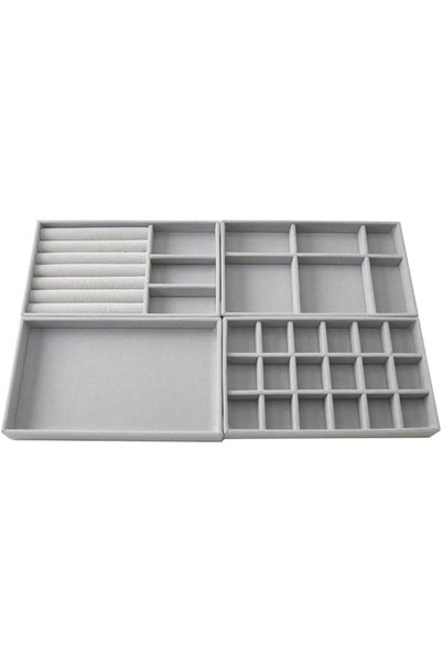 U-HOOME U HOOME Set of 4 Velvet Stackable Jewelry Organizer Trays for Drawers...