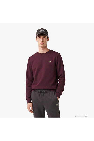 Lacoste Erkek Classic Fit Bisiklet Yaka Bordo Sweatshirt