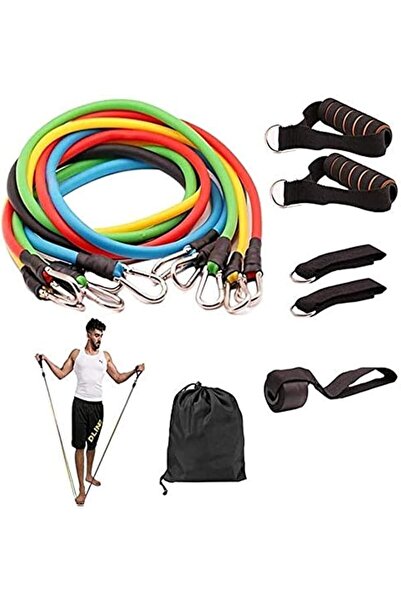 Idrese مجموعة أربطة مقاومة مكونة من 11 قطعة مع أربطة أنبوبية للتمرين، وحزام م...