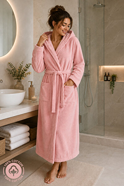 MixCotton Home رداء حمام نسائي فاخر مصنوع من القطن بنسبة 100% مع جيوب وغطاء ل...