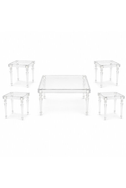 PRIME STYLE طقم شاي أكريليك مربع 4+1