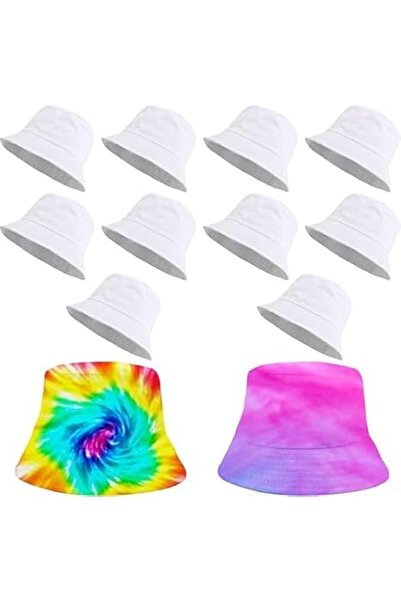 KASTWAVE 12 Pack White Bucket Hats, Bulk Cotton Sublimation Bucket Hat, DIY B...