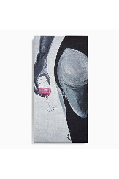 Luxcanva Tablou Canvas Silhouette Eleganta 60x120 cm pe Sasiu Lemn Pahar Vin ...