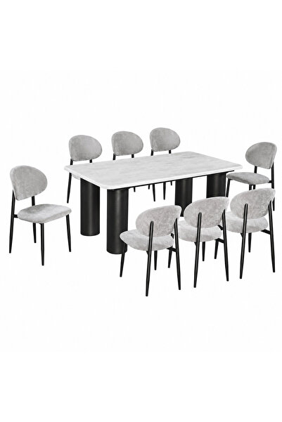 PRIME STYLE Marble dining table with 8 chairs