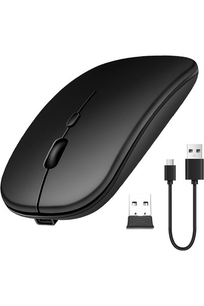 KASTWAVE ماوس لاسلكي بتقنية البلوتوث 5.1 و2.4 جيجا هرتز، ماوس نحيف للغاية محم...
