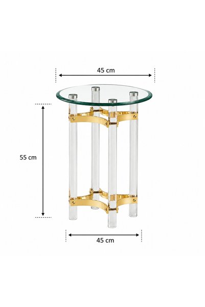 PRIME STYLE طاولة خدمة مفردة زجاجية ذهبية