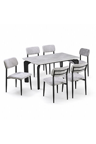 PRIME STYLE 6 Seater Marble Dining Table Set