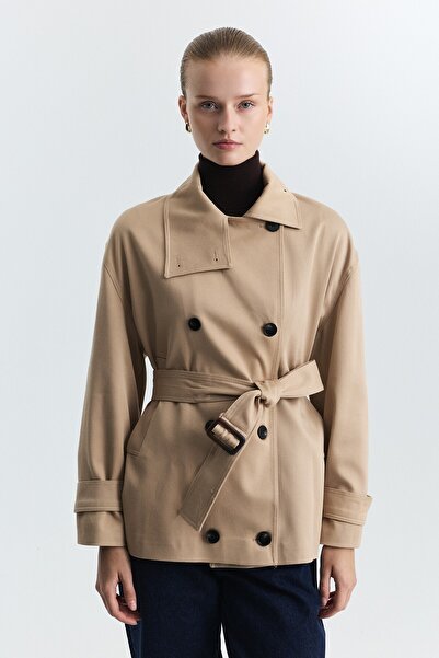 Antioch High Collar Double Breasted Belted Jacket