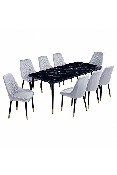 PRIME STYLE Marble dining table with 8 chairs