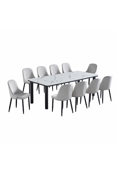 PRIME STYLE Marble dining table with 10 chairs