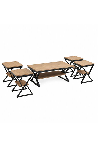 PRIME STYLE طقم شاي خشبي 1+4 خشبي