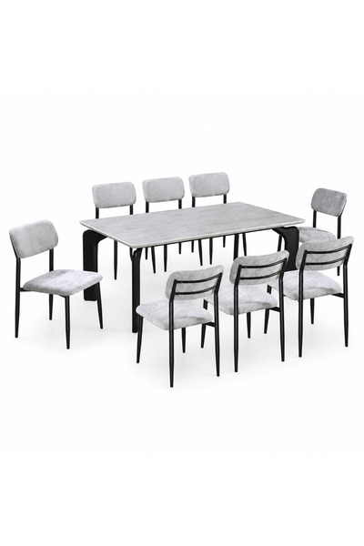PRIME STYLE Marble dining table with 8 chairs