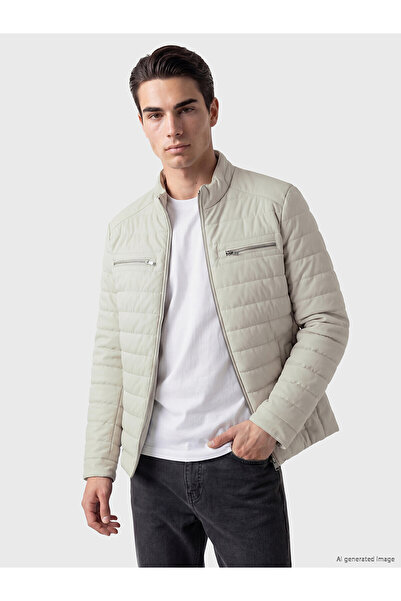 LC Waikiki Nevavm Farkıyla Lcwaikiki Classic Beige Regular Fit Stand Collar M...